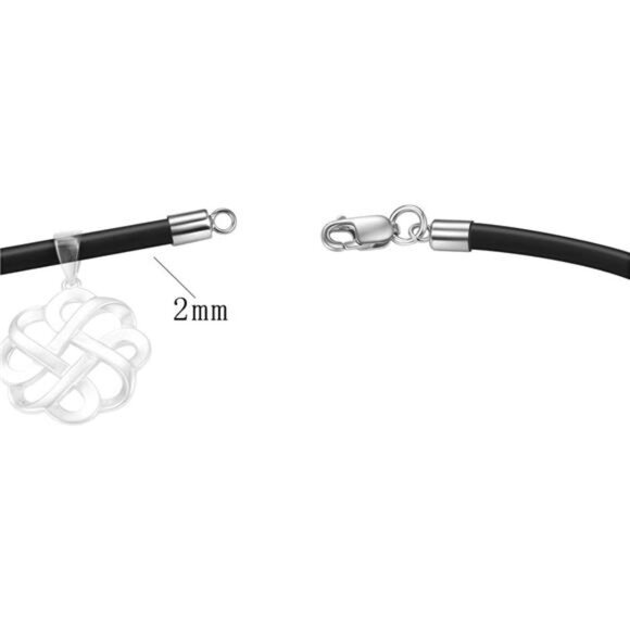 Genuine Black Leather Necklace Cord for Women Men, Sterling Silver Clasp - Picture 3 of 7